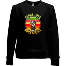 Детский свитшот без начеса с надписью «PEACE, LOVE, ROCK & ROLL»