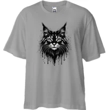 Футболка Oversize з котом мейн-куном