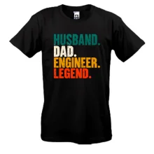 Футболка с надписью «Husband. Dad. Engineer. Legend.»