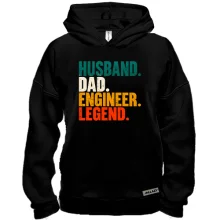Худі BASE з написом «Husband. Dad. Engineer. Legend.»