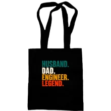 Сумка шопер з написом «Husband. Dad. Engineer. Legend.»