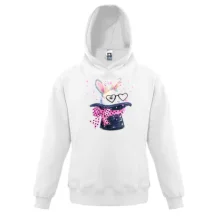 Детская толстовка с зайцем в шляпе-цилиндре