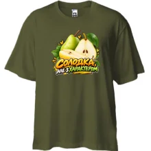 Футболка Oversize с грушами «Солодка, але з характером»
