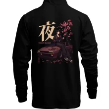 Чоловічий лонгслів поло зі стійкою Midnight blossom
