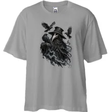 Футболка Oversize с чумным доктором и воронами