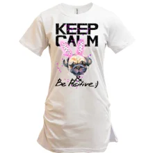 Туника Keeg calm and be positive с мопсом