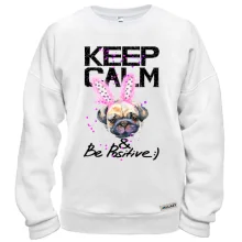 Свитшот Keeg calm and be positive с мопсом