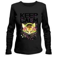 Женский лонгслив с лисой Keep calm & be cool