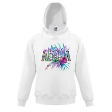 Детская толстовка с надписью ALOHA, гибискусом и бабочкой