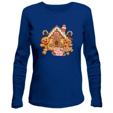 Женский лонгслив с пряничным домиком