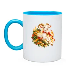 Чашка с козой и мандаринами