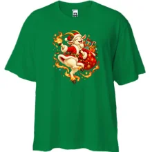Футболка Oversize с козой Сантой и подарками