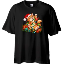 Футболка Oversize с новогодним котёнком