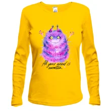 Женский лонгслив с монстром "all you need is monster" (2)