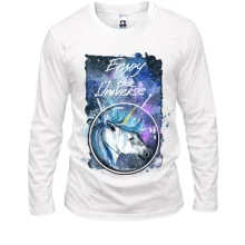 Лонгслив c единорогом "Enjoy the universe"