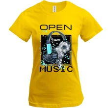 Футболка с принтом «Open your music»