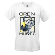 Футболка с желтым принтом «Open your music»