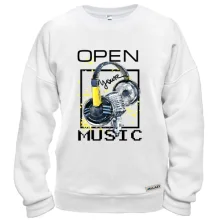 Свитшот с желтым принтом «Open your music»