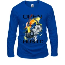 Лонгслив с акварельным принтом «Open your music»