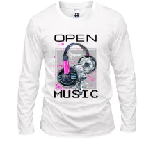 Лонгслив с розовым принтом «Open your music»