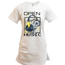 Туника с желтым принтом «Open your music»