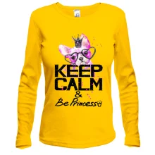 Лонгслив с Бостон-терьером "Ceep calm & be princess"