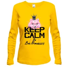 Лонгслив с собачкой Шпиц "keep calm & be princess"