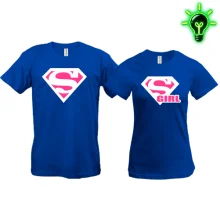 Парные футболки Superman & Supergirl (glow)