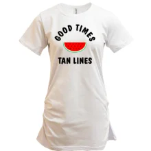 Подовжена футболка з кавуном "good times tan lines"