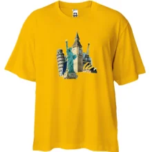 Футболка Oversize c мировыми достопримечательностями
