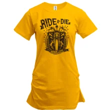 Подовжена футболка з мотоциклом "ride or die"