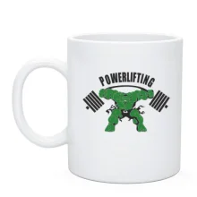 Чашка с зеленым атлетом и надписью «Powerlifting»