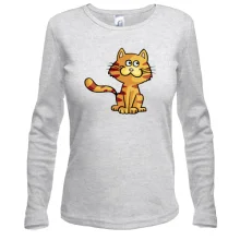Женский лонгслив с мультяшным рыжим котом