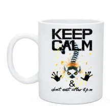 Чашка Keep calm and don't eat after 6 pm с лемуром