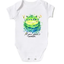 Детское боди с монстром 4 глаза "all you need is monster"