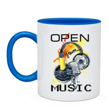 Чашка с акварельным принтом «Open your music»
