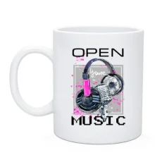 Чашка с розовым принтом «Open your music»