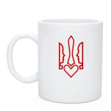 Чашка з червоним тризубом і профілями пари