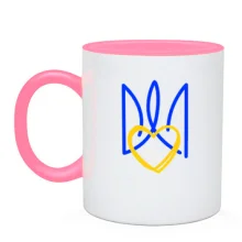 Чашка із синім тризубом і жовтим серцем