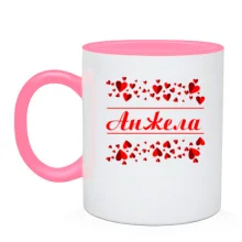 Чашка с сердечками и именем 