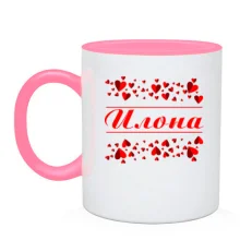 Чашка с сердечками и именем 