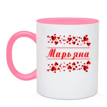Чашка с сердечками и именем 