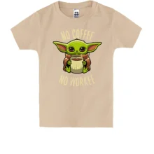 Детская футболка Baby Yoda No coffee No work