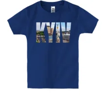 Детская футболка с надписью «KYIV» и панорамой Майдана