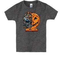 Детская футболка Halloween с черепом-тыквой