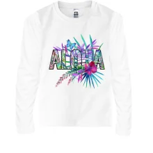 Дитячий лонгслів з написом ALOHA, гібіскусом і метеликом