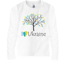 Дитячий лонгслів з деревом і написом «I love Ukraine»