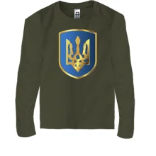 Дитячий лонгслів з тризубом на синьому щиті