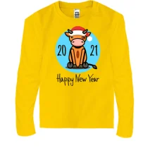 Детский лонгслив с бычком Happy New Year