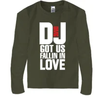 Дитячий лонгслів з написом DJ got us fallin in love